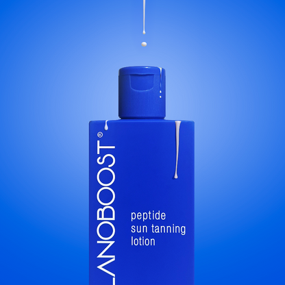 Melanoboost_Peptide_Sun_Tanning_Lotion_on_blue_background
